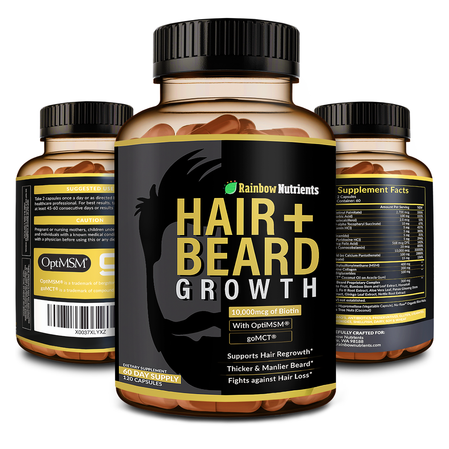 Hair Beard Growth bottle from all sides