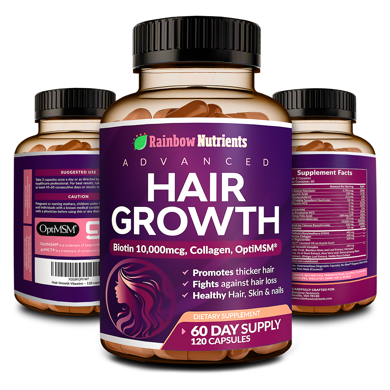 Hair Growth bottle from all sides