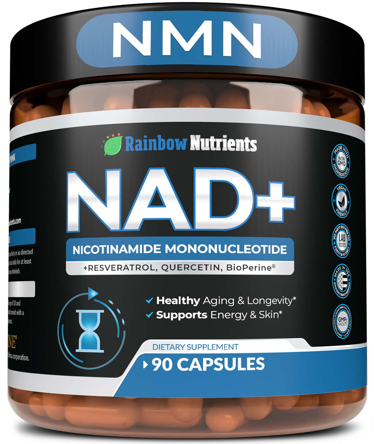 Nicotinamide mononucleotide (NMN) with Resveratrol, Quercetin, BioPerine