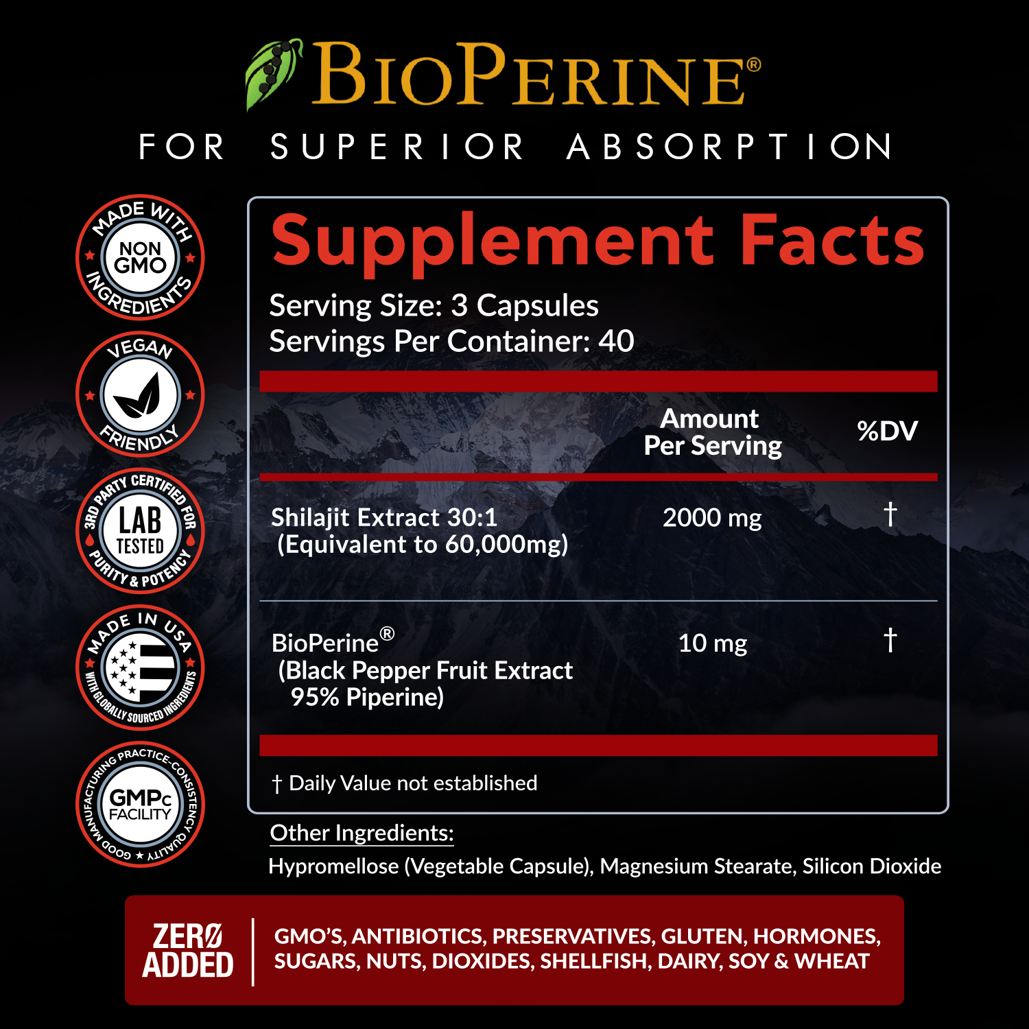 Shilajit supplement facts