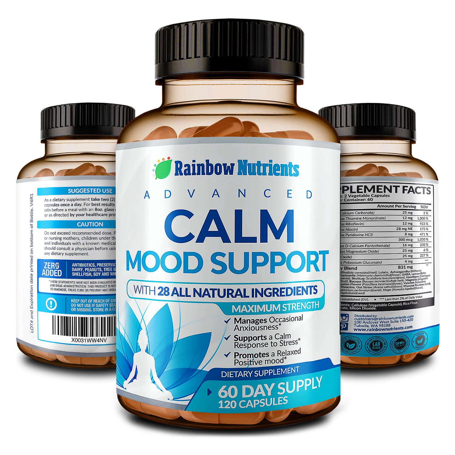 Calm Mood Booster bottle from all sides